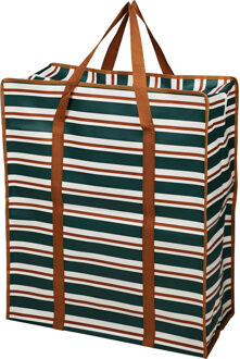 Storage Solutions Grote opberg tas voor dekens/kussens/speelgoed - met rits - Retro kleuren mix - 55 x 27 x 65 cm Groen