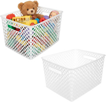 Storage Solutions Kast Opbergmand - 2x - van kunststof - wit - 30 x 37 x 21 - 19 liter inhoud