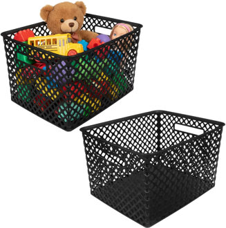 Storage Solutions Kast Opbergmand - 2x - van kunststof - zwart - 30 x 37 x 21 - 19 liter inhoud