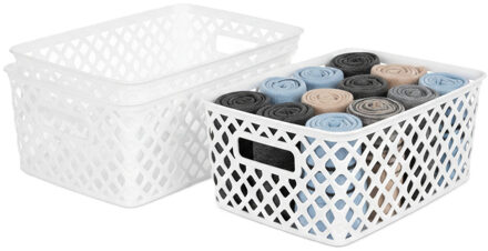 Storage Solutions Kast Opbergmand - 3x - van kunststof - wit - 19 x 25 x 10 cm - 4 liter inhoud