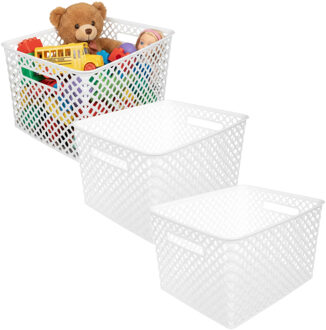 Storage Solutions Kast Opbergmand - 3x - van kunststof - wit - 30 x 37 x 21 - 19 liter inhoud