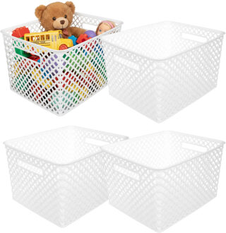 Storage Solutions Kast Opbergmand - 4x - van kunststof - wit - 30 x 37 x 21 - 19 liter inhoud