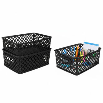 Storage Solutions Kast Opbergmand - 4x - van kunststof - zwart - 19 x 25 x 10 cm - 4 liter inhoud