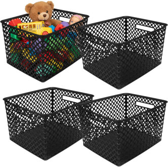 Storage Solutions Kast Opbergmand - 4x - van kunststof - zwart - 30 x 37 x 21 - 19 liter inhoud