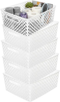 Storage Solutions Kast Opbergmand - 5x - van kunststof - wit - 29 x 35 x 13 cm - 11 liter inhoud