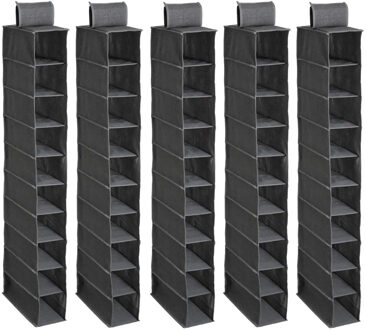 Storage Solutions Kast organizer hangend - 10 vakken - 30 x 15 x 120 cm - grijs - kleding opbergen