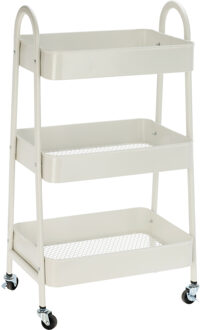 Storage Solutions Keukentrolley/plateau kast - wit - metaal - 79 x 44 x 32 cm - 3 niveaus - draadmanden