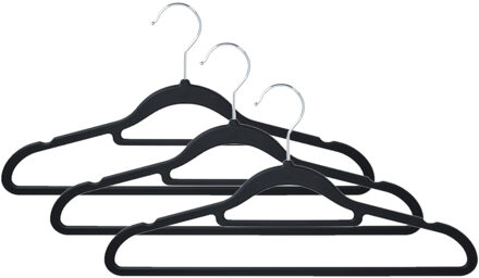 Storage Solutions Kledinghangers anti-slip - 10x - kunststof - met broekstang - zwart