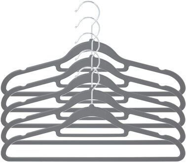 Storage Solutions Kledinghangers anti-slip - 40x - kunststof - met broekstang - grijs