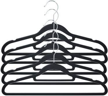 Storage Solutions Kledinghangers anti-slip - 50x - kunststof - met broekstang - zwart