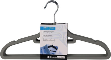 Storage Solutions Kledinghangers anti-slip - 5x - kunststof - met broekstang - grijs
