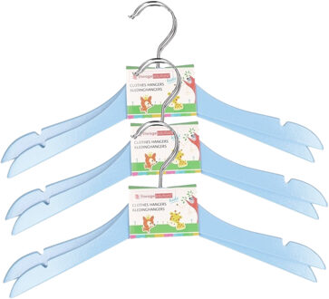 Storage Solutions kledinghangers voor kinderen - 12x stuks - hout - Klerenhangers - blauw