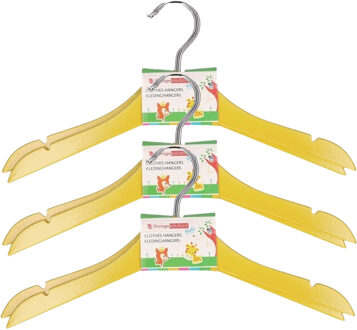 Storage Solutions kledinghangers voor kinderen - 12x stuks - hout - Klerenhangers - geel