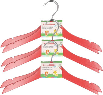 Storage Solutions kledinghangers voor kinderen - 12x stuks - hout - Klerenhangers - rood