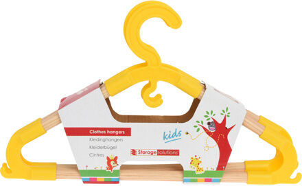 Storage Solutions kledinghangers voor kinderen - set van 3x - kunststof/hout - geel