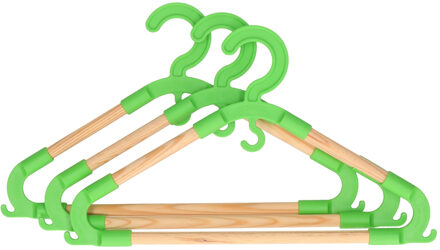 Storage Solutions kledinghangers voor kinderen - set van 3x - kunststof/hout - groen