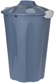 Storage Solutions Kunststof wasmand met deksel rond blauw 40 liter - Wasmanden