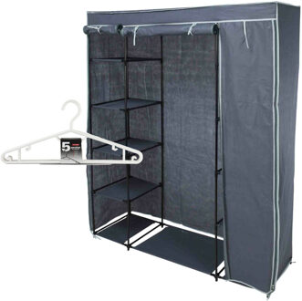 Storage Solutions Mobiele kledingkast incl 10x kledinghangers - opvouwbaar - grijs - 167 x 141 cm cm