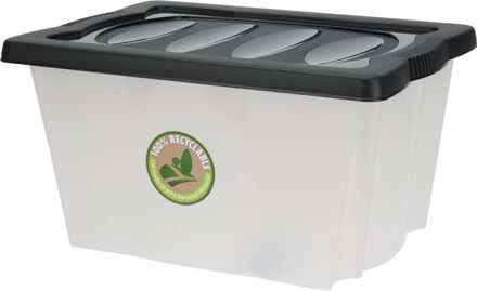 Storage Solutions Opberg box/doos - kunststof - 20 liter - 43 x 33 x 24 cm - Opbergbox Transparant