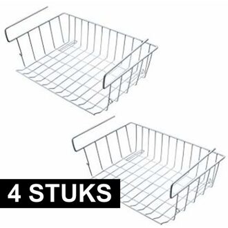 Storage Solutions Opberg/opruim hangmandje - 4x - kastmandje - 40 x 27 x 14 cm - metaal - wit