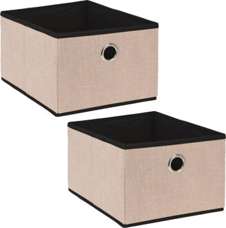 Storage Solutions Opbergmand/kastmand - 2x - beige - karton/kunststof - 15 liter - 32 x 25 x 18 cm