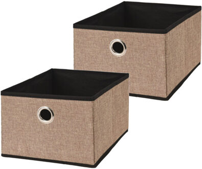 Storage Solutions Opbergmand/kastmand - 2x - bruin - karton/kunststof - 15 liter - 32 x 25 x 18 cm
