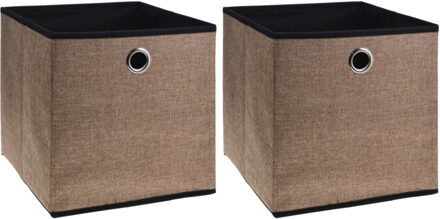 Storage Solutions Opbergmand/kastmand - 2x - bruin - karton/kunststof - 28 liter - 30 x 30 x 30 cm