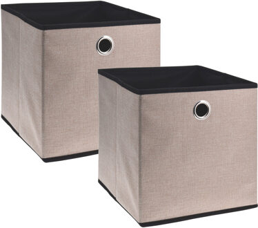 Storage Solutions Opbergmand/kastmand - 2x - karton/kunststof - 28 liter - beige - 30 x 30 x 30 cm - Opbergmanden