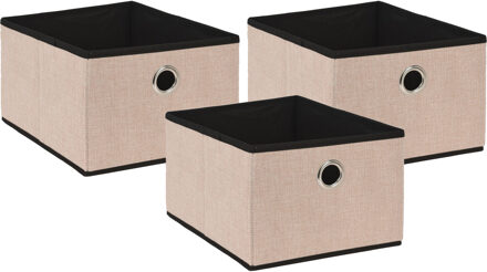 Storage Solutions Opbergmand/kastmand - 3x - beige - karton/kunststof - 15 liter - 32 x 25 x 18 cm