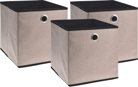 Storage Solutions Opbergmand/kastmand - 3x - beige - karton/kunststof - 28 liter - 30 x 30 x 30 cm