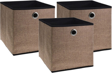 Storage Solutions Opbergmand/kastmand - 3x - bruin - karton/kunststof - 28 liter - 30 x 30 x 30 cm