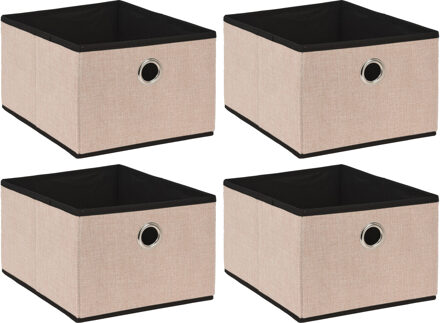 Storage Solutions Opbergmand/kastmand - 4x - beige - karton/kunststof - 15 liter - 32 x 25 x 18 cm