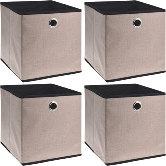 Storage Solutions Opbergmand/kastmand - 4x - beige - karton/kunststof - 28 liter - 30 x 30 x 30 cm