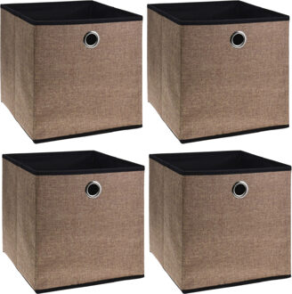 Storage Solutions Opbergmand/kastmand - 4x - bruin - karton/kunststof - 28 liter - 30 x 30 x 30 cm