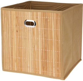 Storage Solutions Opbergmand/kastmand - bamboe/kunststof - 28 liter - naturel - 31 x 31 x 31 cm - Opbergmanden Beige