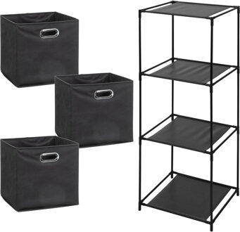 Storage Solutions Opbergrek 3-laags Smartrack - 3x mandjes polyester - donker grijs - 34 x 104 cm