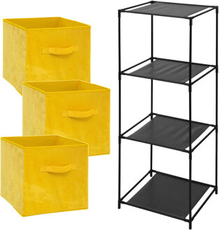 Storage Solutions Opbergrek 3-laags Smartrack - 3x mandjes polyester - geel - 34 x 104 cm