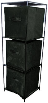 Storage Solutions Opbergrek Smartrack - met 3x mandjes stof - zwart - 34 x 104 cm - Opbergkastjes