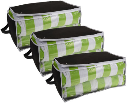 Storage Solutions Opbergtas/beschermhoes beddengoed/kleding - 3x stuks - zwart - 45 x 30 x 20 cm
