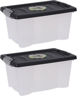 Storage Solutions Opslagbak/opbergdoos/organizer - 2x - met deksel - kunststof - 9 Liter