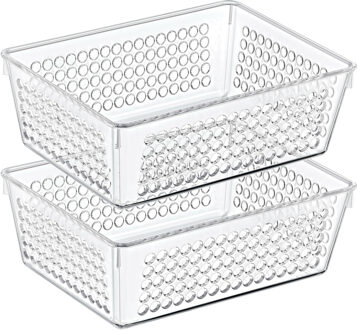Storage Solutions Organizer/opbergmandje - 2x - kunststof - transparant - 1.2L - 18 x 13 x 6 cm