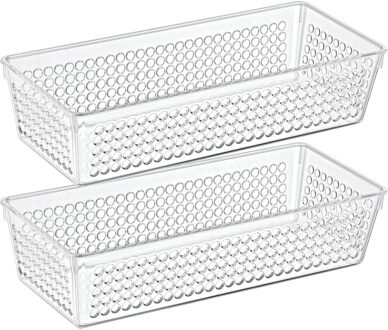 Storage Solutions Organizer/opbergmandje - 2x - kunststof - transparant - 1.9L - 26 x 11 x 6 cm