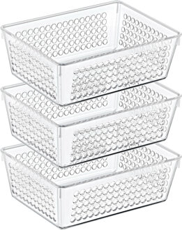 Storage Solutions Organizer/opbergmandje - 3x - kunststof - transparant - 1.2L - 18 x 13 x 6 cm