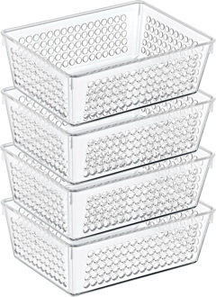 Storage Solutions Organizer/opbergmandje - 4x - kunststof - transparant - 1.2L - 18 x 13 x 6 cm