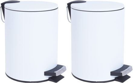 Storage Solutions Prullenbak/pedaalemmer wit metaal 3 liter 24 x 17 cm