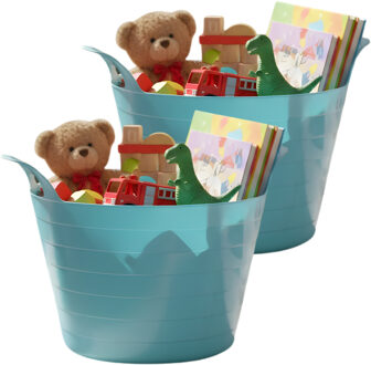 Storage Solutions Speelgoedmand - 2x - blauw - 30 liter - kunststof - 54 x 37 cm - met handvatten