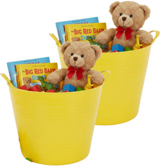 Storage Solutions speelgoedmand - 2x - geel - 27 l - kunststof - 42 x 35 cm - opbergmand