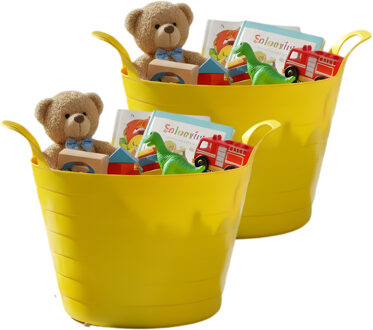 Storage Solutions Speelgoedmand - 2x - geel - 30 liter - kunststof - 54 x 37 cm - met handvatten