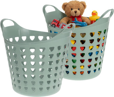 Storage Solutions Speelgoedmand - 2x - groen - 26 liter - kunststof - 40 x 41 cm