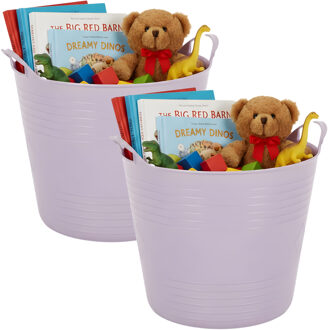 Storage Solutions speelgoedmand - 2x - lila paars - 27 l - kunststof - 42 x 35 cm - opbergmand